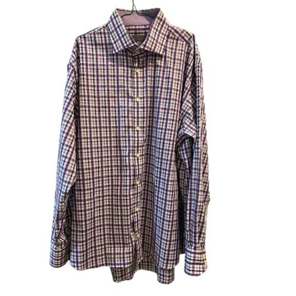 Thomas Dean Other - Men's XXL Button Down Shirt Long Sleeve Thomas Dean Cotton Purple Check